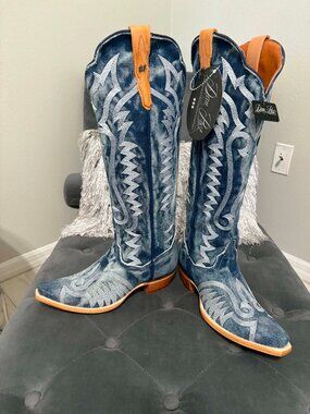 NEW Dan Post Women's Denim Darlin 19" Western Boots SIZE 8.5 RETAILS $289